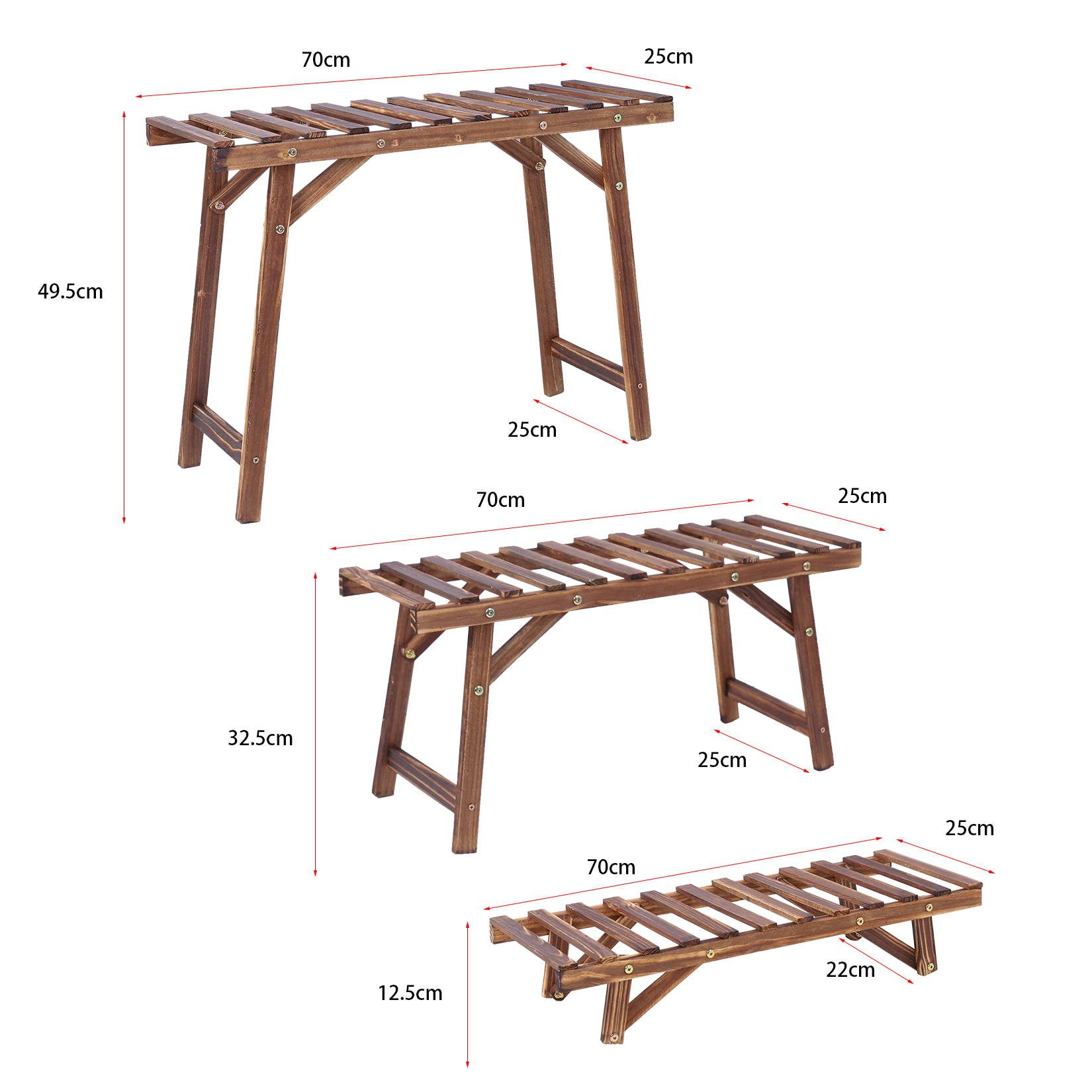 Large 3 Tier Plant Stand, escada de madeira, prateleira para jardim, display para pátio, interior, exterior, Flower Pot Shelf
