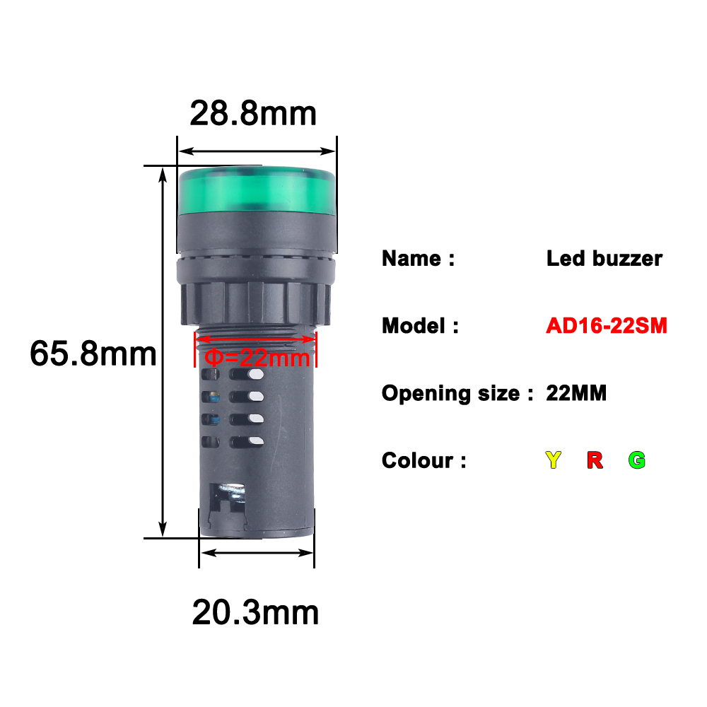 1PC AD16-22SM 16SM Rot Grün Gelb 12V24V220V 22mm 16mm Flash Signal Licht LED Aktive Summer beep Alarm Anzeige Lampe