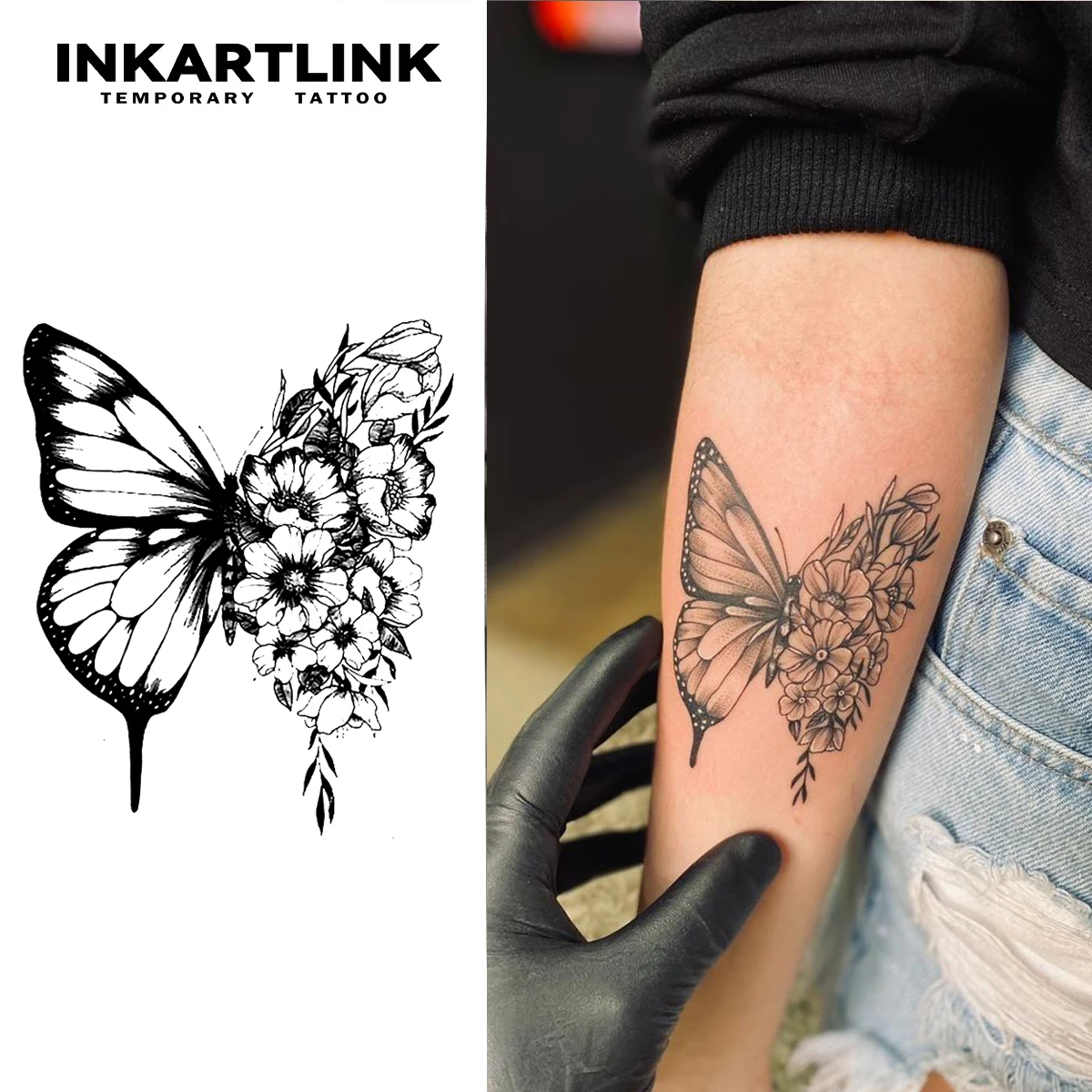 Temporäres Schmetterlings-Tattoo, hält bis 15 Tage, neue Technologie, magischer, wasserfester, semipermanenter Aufkleber.