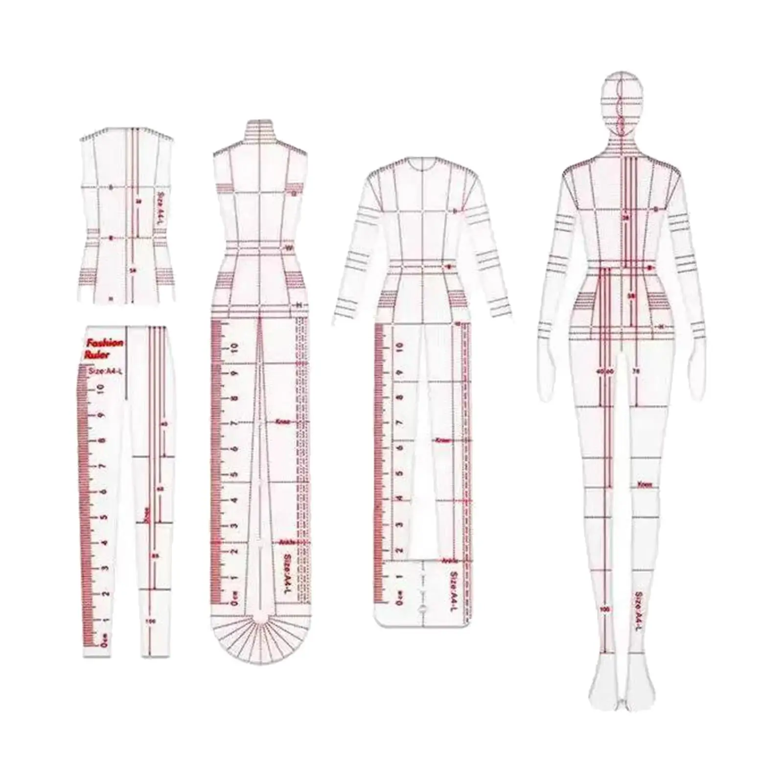 4 Stück Mess lineal Illustration Kleidung Design Lineal Mode Zeichnung Lineal für Kleidung Schneiderei Zeichnung neuen Designer