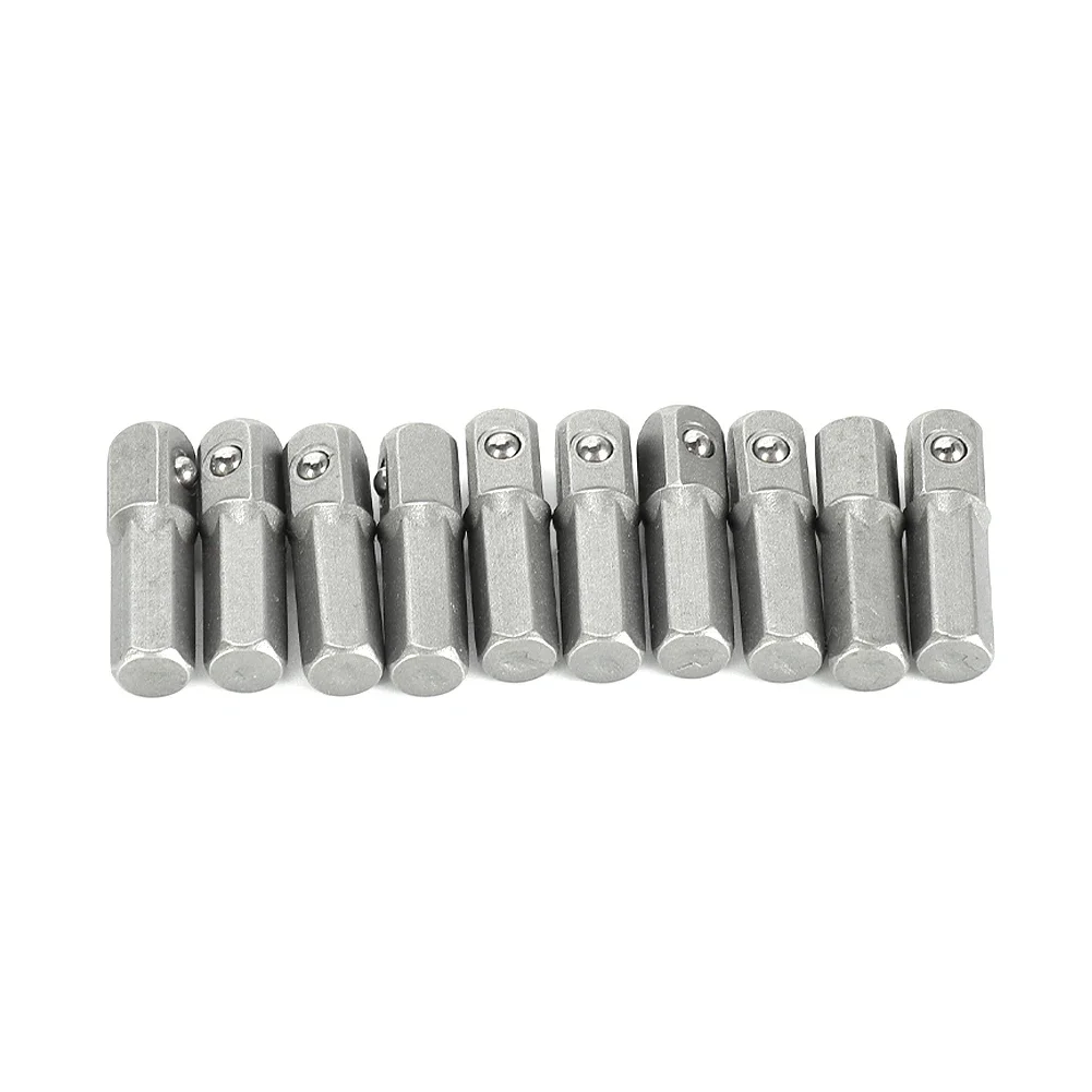 10 Stück 25 mm langer Schlagschrauber-Adapter-Konverter 1/4 Zoll Sechskantschaft auf 1/4 Zoll Vierkantantrieb Sechskantgriff-Adapter-Konverter Bohrwerkzeuge