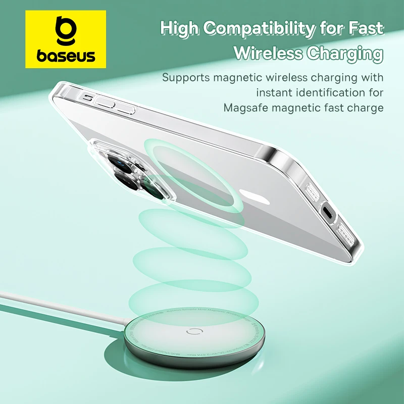 Baseus 磁気電話ケース iPhone 15 14 13 12 11 Pro Max ワイヤレス充電カバー iPhone 15 14 Pro Max マグネットクリアケース