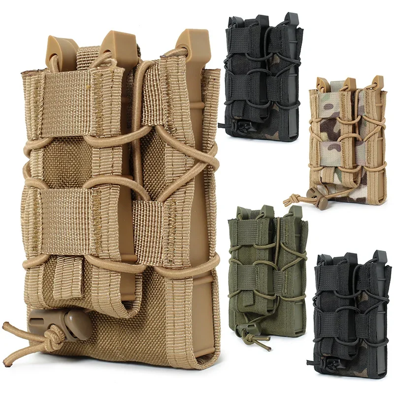 5.56 9mm Molle Magazine Pouch AK AR M4 AR15 Dubbeldekker Tijdschrift Houder Tas Rifle Pistol Mag Holster jacht Vest Zakjes