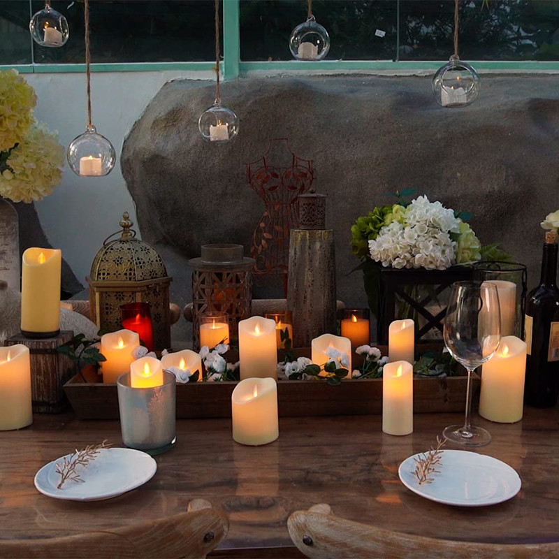 Velas parpadeantes sin llama para exteriores e interiores, 3 unidades/juego, velas LED con Control remoto, vela de Pascua, iluminación decorativa para boda