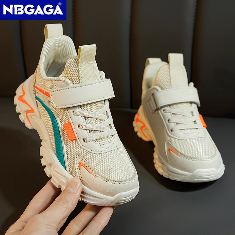 น้ําหนักเบาเด็กรองเท้าผ้าใบสีดําBreathableตาข่ายสําหรับโรงเรียนชายสบายๆรองเท้าลื่นกีฬาเด็กผู้หญิงวิ่งรองเท้า