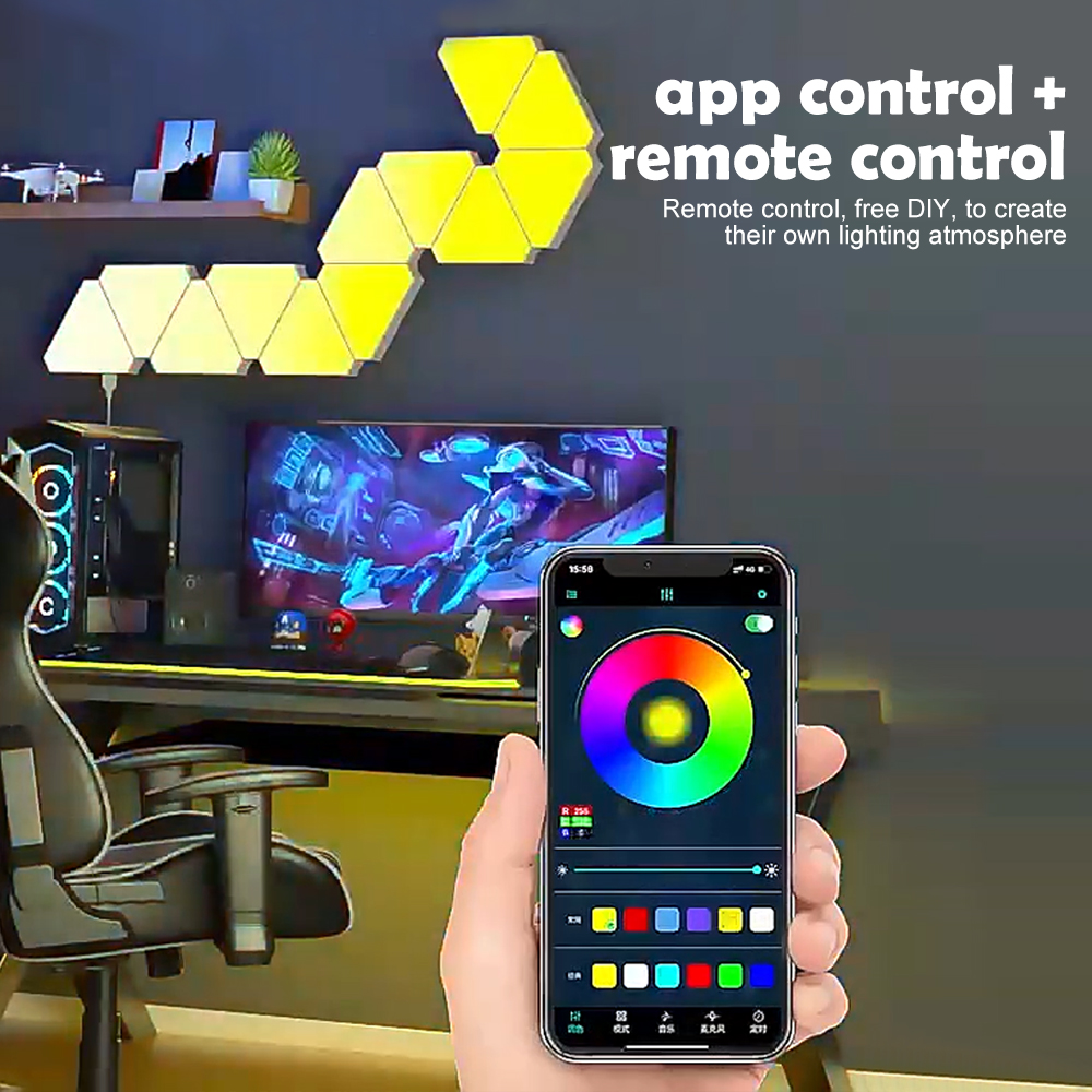 LED Smart WiFi Triangolo Lampada da parete RGB Atmosfera interna Luce notturna APP Sincronizzazione musicale Sala giochi TV Decorazione camera da letto
