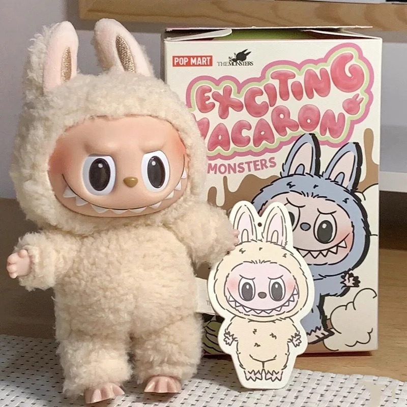 Labubu モンスターブラインドボックスホットトイハートビートマカロンエナメルフェイスフィギュア人形かわいい飾りキーホルダーギフト子供のための
