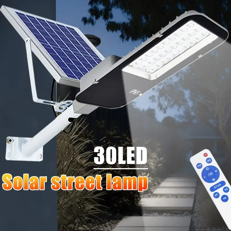 Luz de rua solar ao ar livre, IP65 impermeável holofote, controle remoto, porta da frente, jardim, terraço