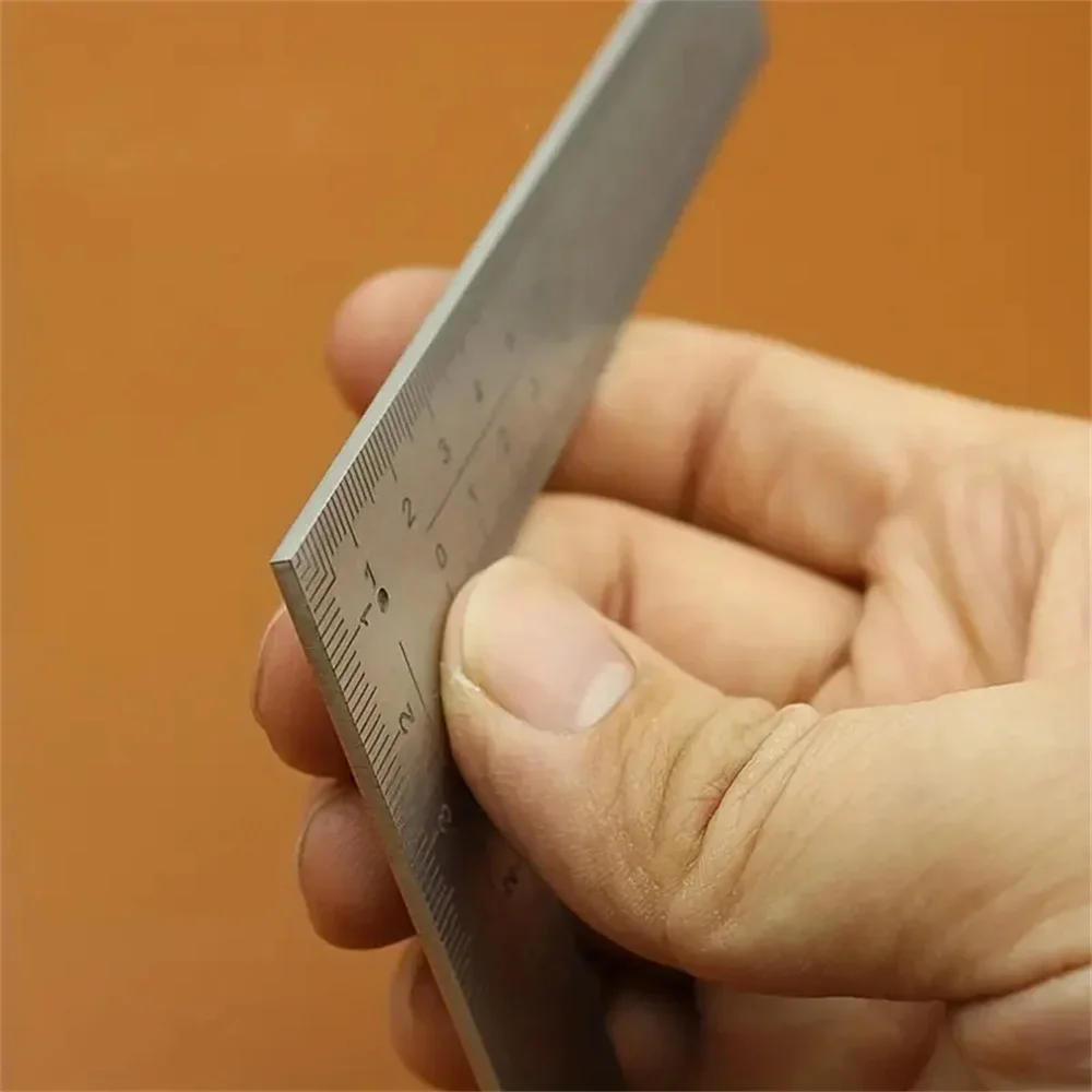 Mini regla de escala de precisión de doble cara en forma de L de acero inoxidable, herramienta de medición de alta precisión para diseño de cuero, material metálico