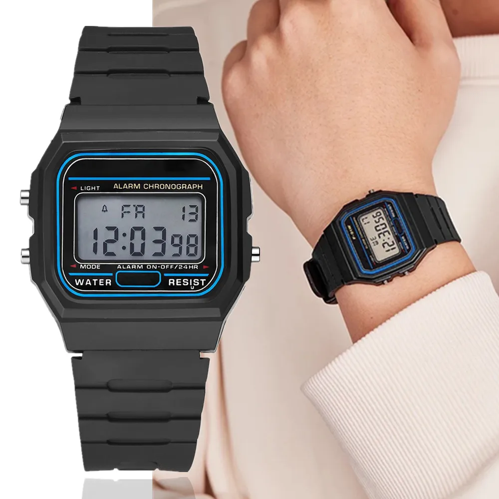 Fashion Sports Men's Digital Watch Top Brand Simple Square LED Display Casual Silicone Strap Electronic Clock for Men