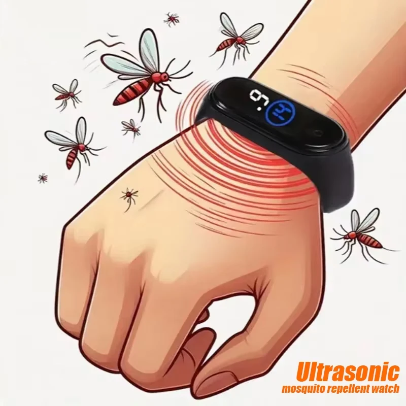 Wearable Mosquito Repellent Unisex Wristband Physical & Ultrasonic Non-Chemical For Home & Outdoor Includes 2 Batteries