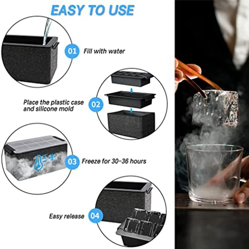 Clear Ice Maker, Clear Ice Square Tray Make 8 Big Square Ice Square, Crystal Clear Ice Square Maker for Cocktails