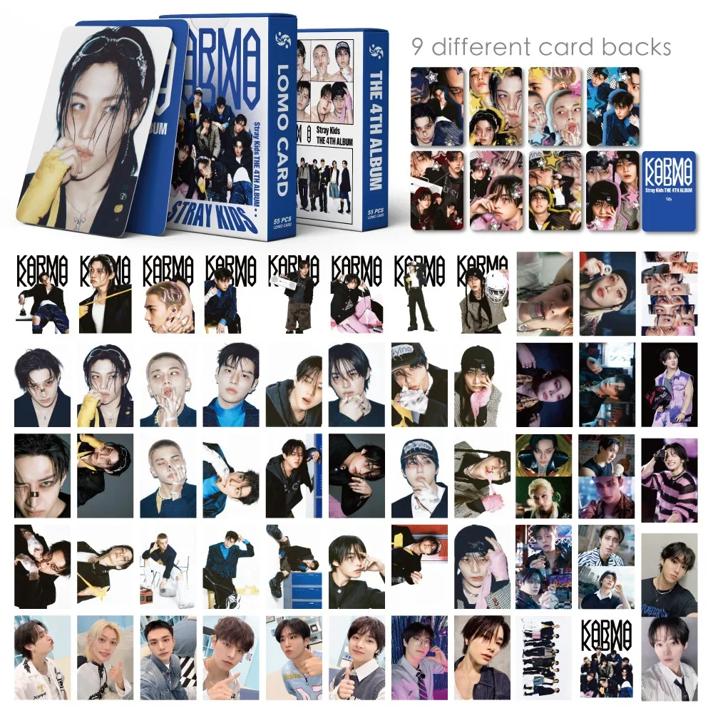 55pcs Straykids new album KARMA4th peripheral photo card skzoo album decoration commemorative lomo card