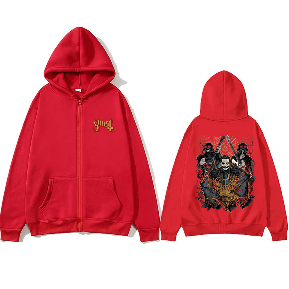 제한된 고스트 밴드 지퍼 까마귀 남성 고딕 streetwear 남성 대형 지퍼 후드 남성 빈티지 록 메탈 음악 지퍼 업 자켓