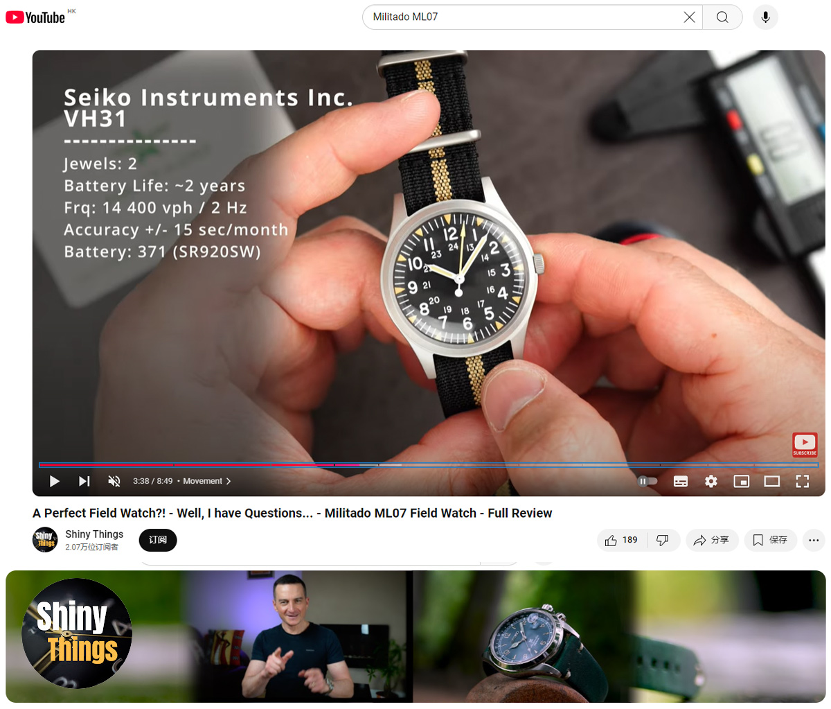 Militado ML07 Quartz Watch VH31 Sweeping Second Movement Wristwatches Bubble Crystal Luminous Waterproof 36mm Vintage Watches