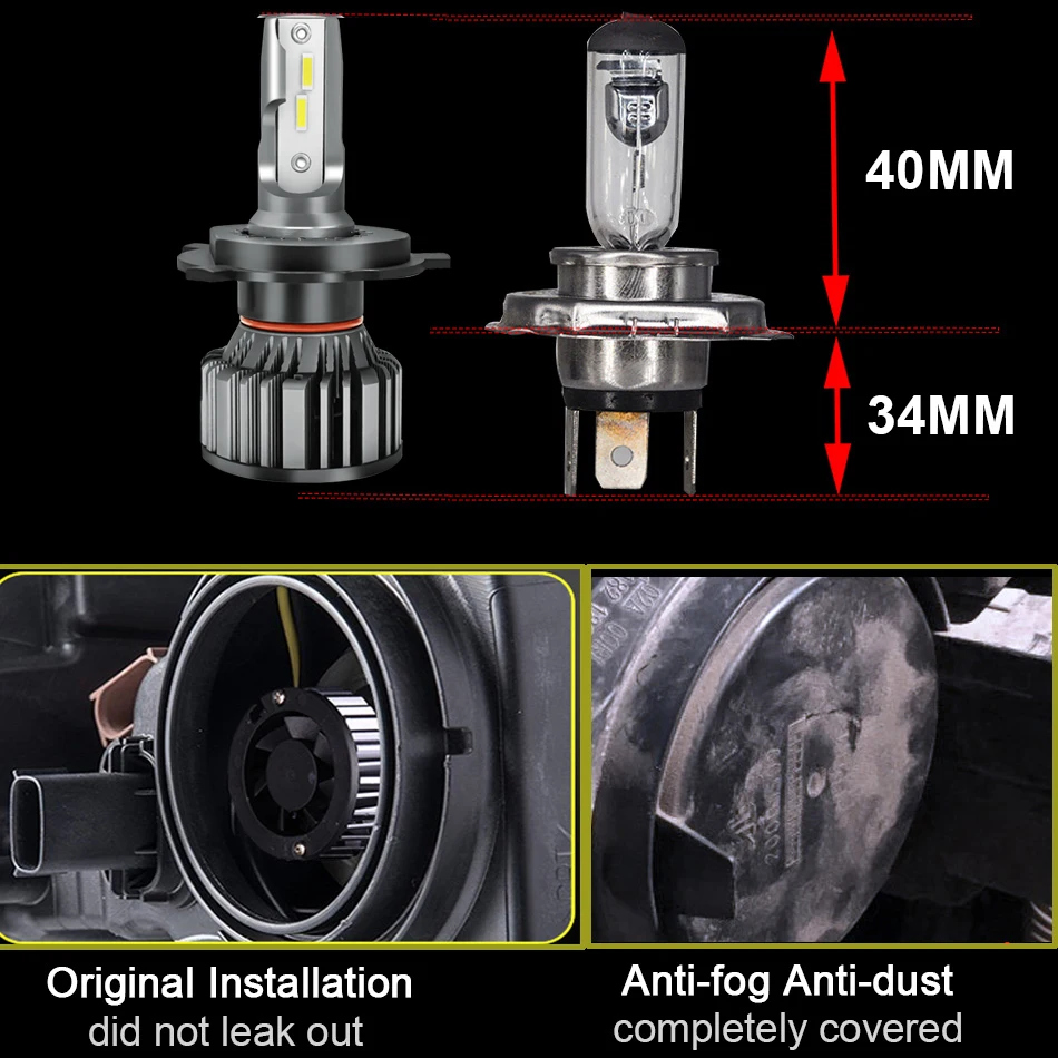 BAISHIDE luces de coche H4 H19 CANBUS LED H7 20000LM H11 lámpara para bombillas de faros de coche H1 H3 H9 9005 9006 HB3 HB4 luz antiniebla 12V 24V