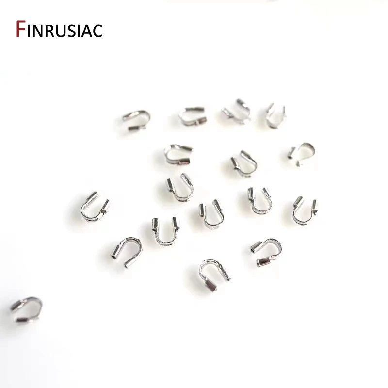 Protectores de alambre de latón chapado en oro de 14/18K para fabricación de joyas, Protector de cable guardián, conector de cierre en forma de U, accesorios DIY
