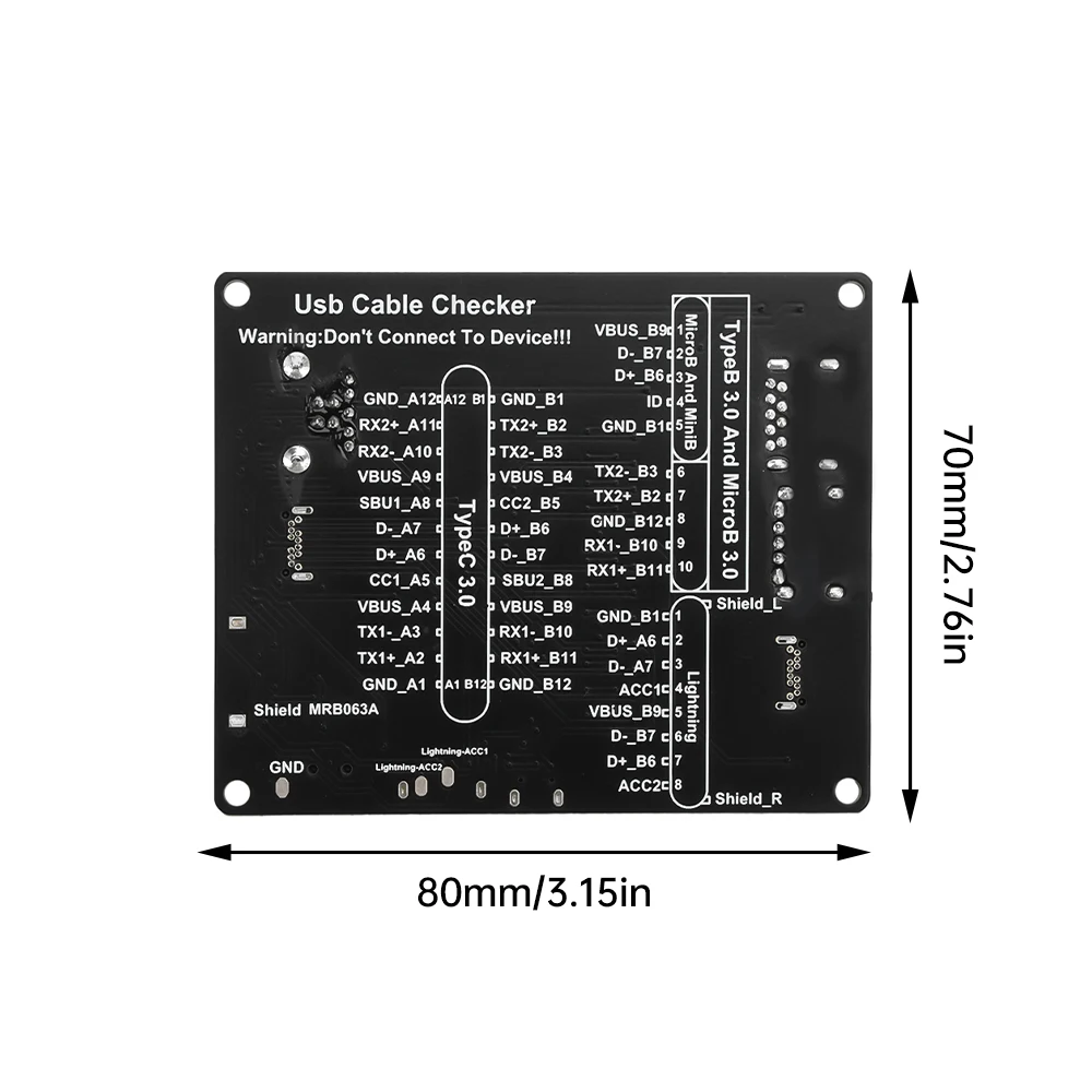 คณะกรรมการตรวจจับสายเคเบิลข้อมูลเครื่องทดสอบสายเคเบิล USB Short Circuit On-Off Switching สําหรับ iOS Android Type-C บอร์ดทดสอบเครื่องมือ