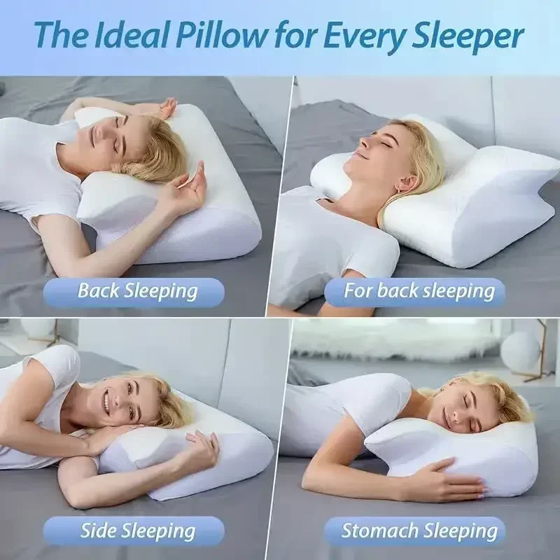 Almohada Cervical de espuma viscoelástica, almohada ortopédica de contorno ergonómico 2 en 1 para almohadas de soporte para el dolor de cuello, reemplazo de funda de almohada, 1 ud.