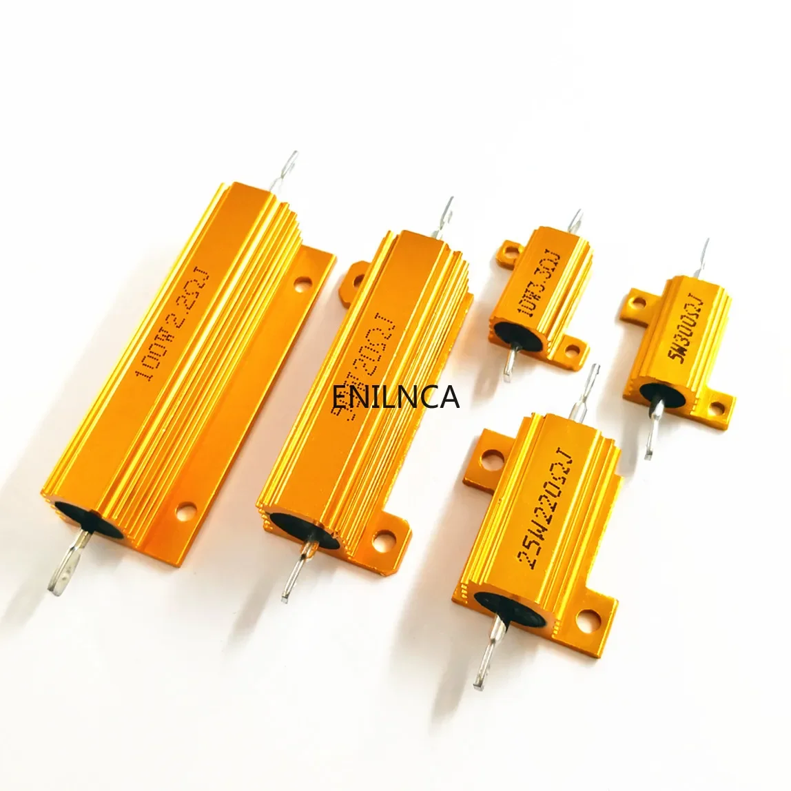 Resistore a filo avvolto con custodia in metallo di potenza in alluminio da 25 W 50 W 100 W 0,01-100 K 0,05 0,1 0,5 1 2 6 8 10 20 200 500 1K 10K ohm