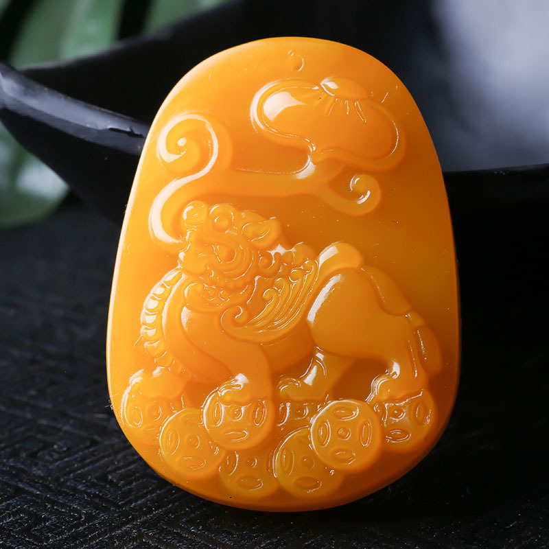 Huanglong Jade Jade Pendant Hetian Jade Outer Mongolia Jade Men's and Women's Topaz Jade Jade Pendant Safety-Blessing Card Penda