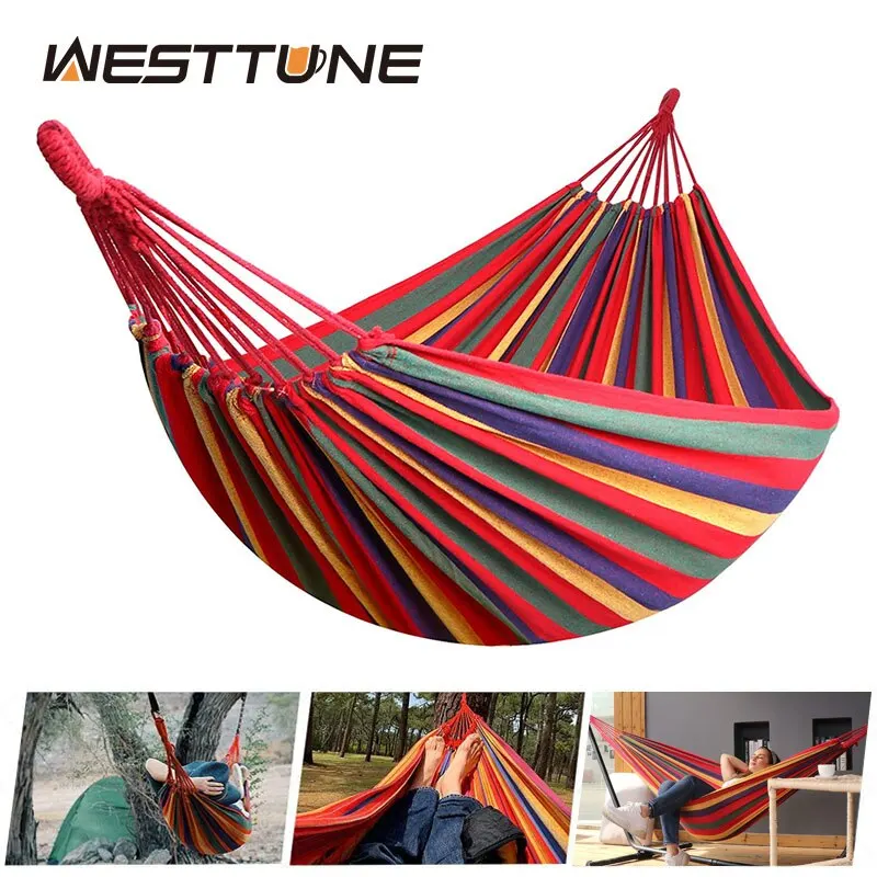 WESTTUNE amaca da campeggio in tela per esterni amaca da campeggio con corde per alberi portante fino a 200kg perfetta per il cortile del Patio del giardino