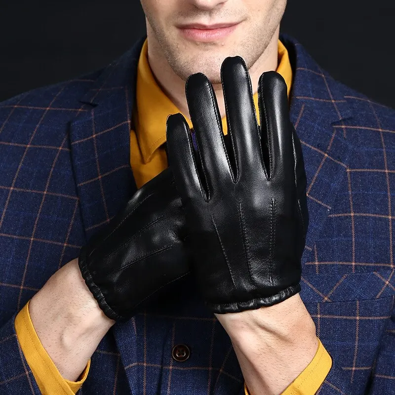 Luvas de caxemira de couro PU preto masculino e feminino, luvas, tela sensível ao toque, impermeável, tático, quente, condução, inverno, novo