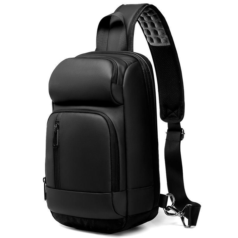 Bolsa de peito masculina multifuncional, grande capacidade, à prova d'água, crossbody, bolsa de ombro de viagem com carregamento usb