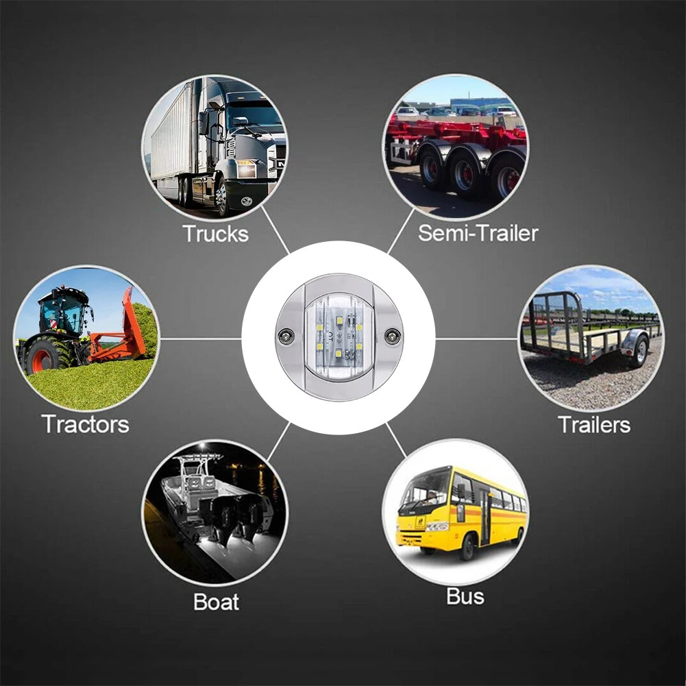 6LED 12V ラウンドヨットマリンボート LED スターンライトキャビンデッキカーテシライトマリンインテリアキャビンライトホワイト/ブルー防水