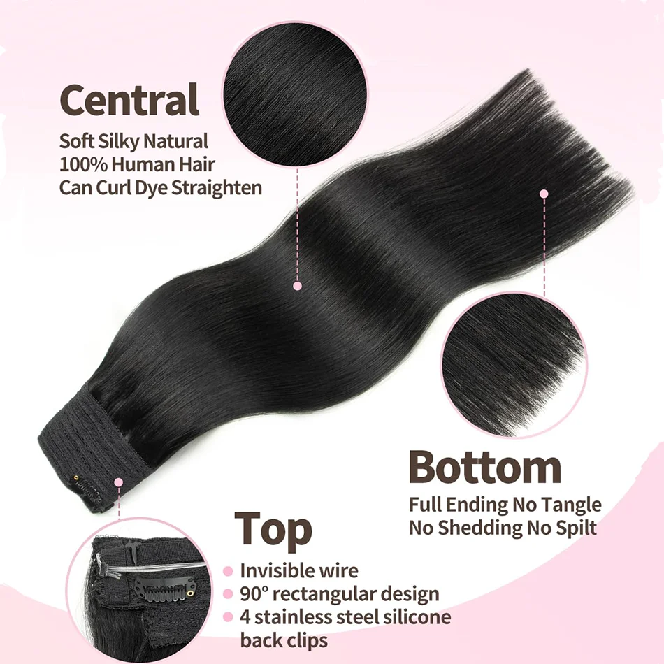 Linha de peixe 100 extensão do cabelo humano pedaço cabelo loiro remy cabelo reto fio de pesca com 3 clipes fio invisível extensão do cabelo