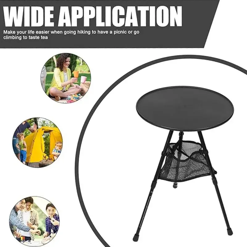 Aluminum Alloy Mini Camping Table stand Protable Folding Round table Outdoor Lightweight Table pliante Height Adjustable tables