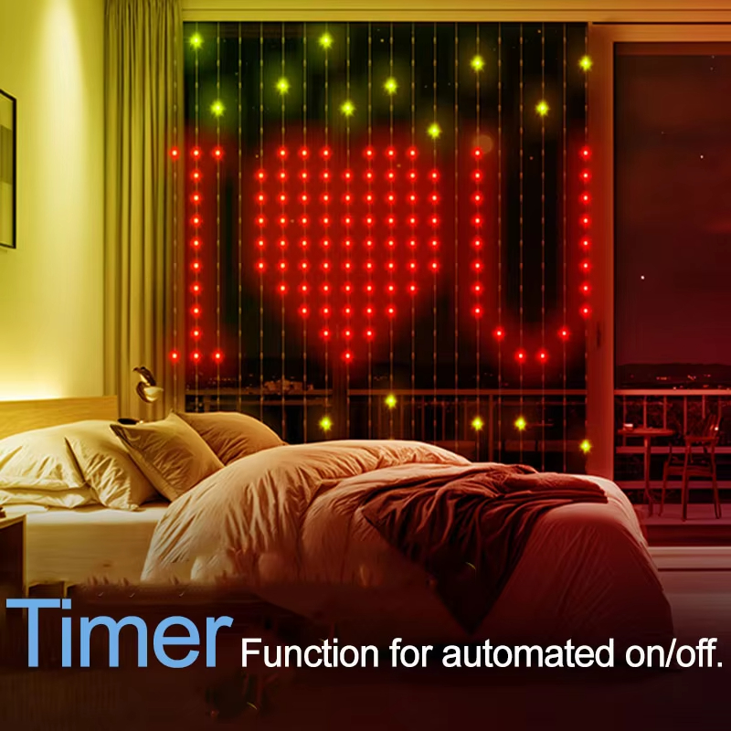 Smart LED RGB Curtain Lights USB App Control String  Music Sync DIY Pattern and Text Programmable Fairy Lights for Christmas