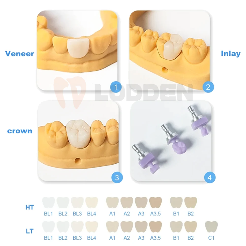10Pcs Lodden Lithium Disilicate Blocks C14 Dental Glass Ceramic Cubes LT/MT/MO/HT for CAD CAM Sirona Cerec Milling System