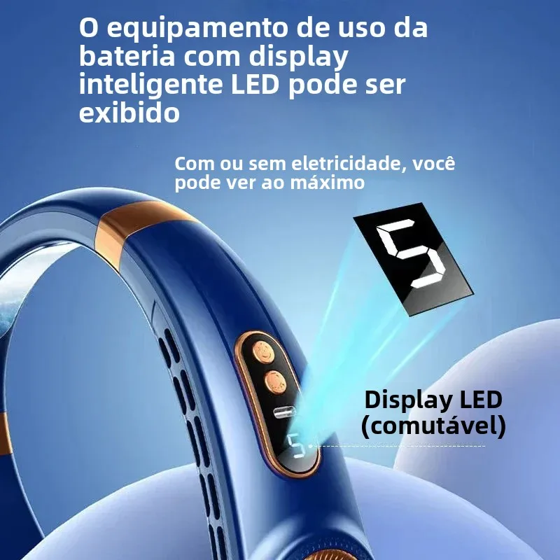 JKUOO Ventilador de pescoço portátil, ventilador sem lâmina mãos livres com placa de resfriamento LED 4, ventilador pessoal Bateria de 4000mAh recarregável por USB