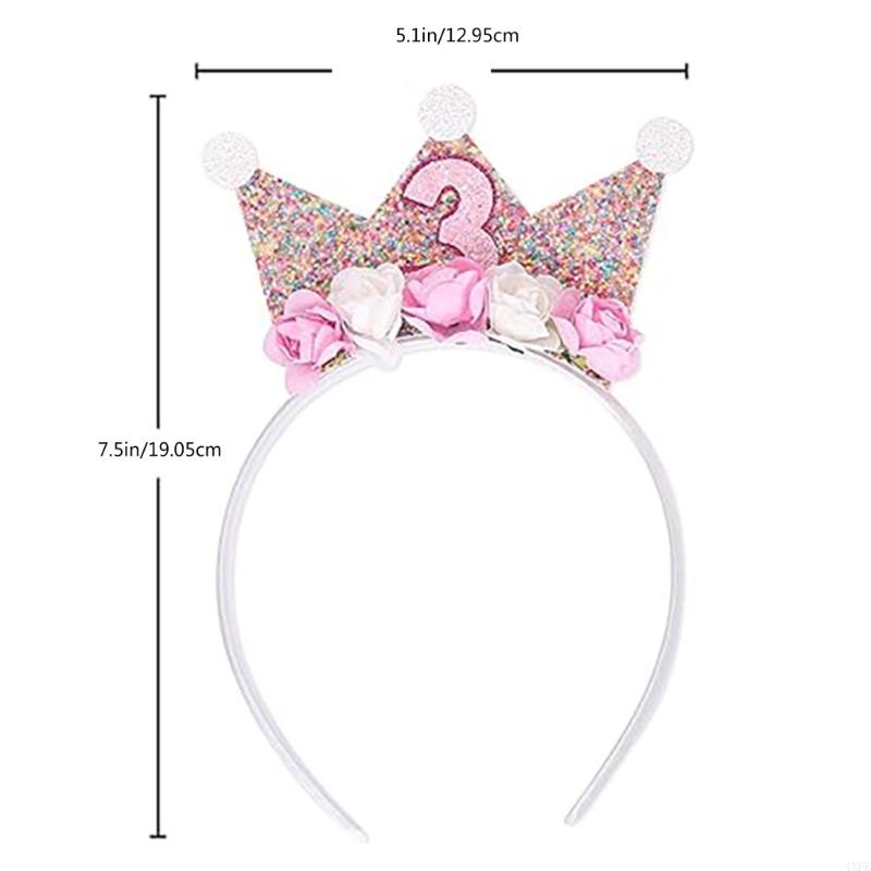 ห่วงผมประดับด้วยเลื่อมมงกุฎเด็ก 4XFE ที่คาดผมดอกไม้ที่สะดุดตา Headwear