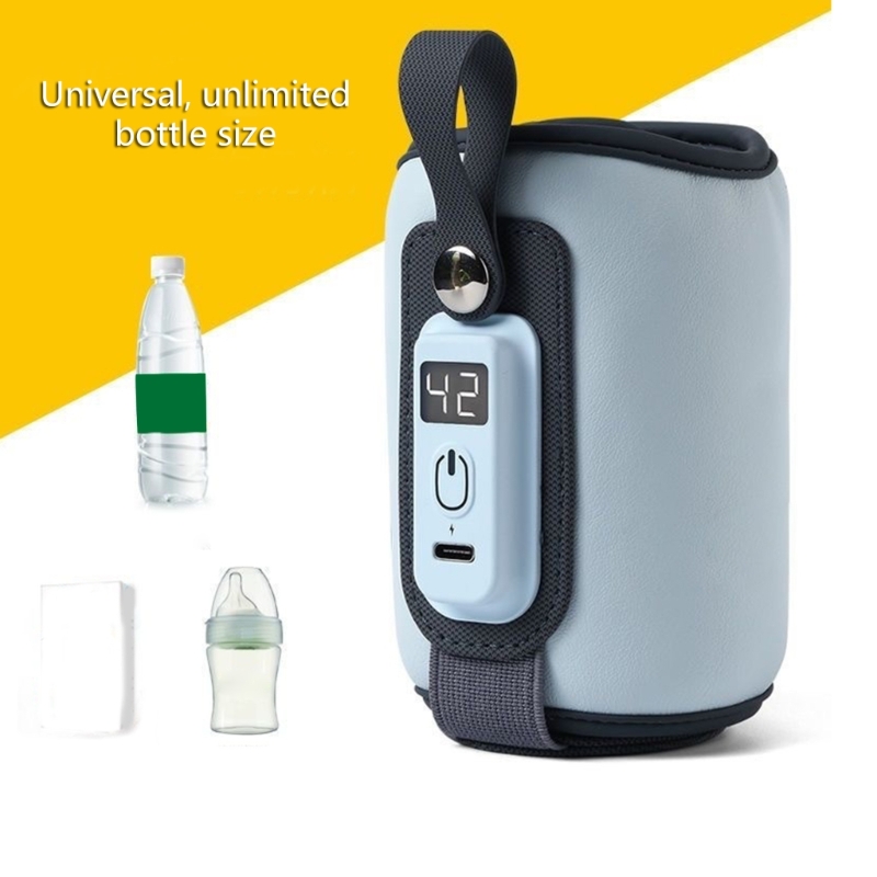 W3JF calentador de biberones para bebé, dispositivo portátil de viaje en coche, USB, buen aislamiento térmico, 5 engranajes, ajustable y duradero, 38 °C-52 ℃