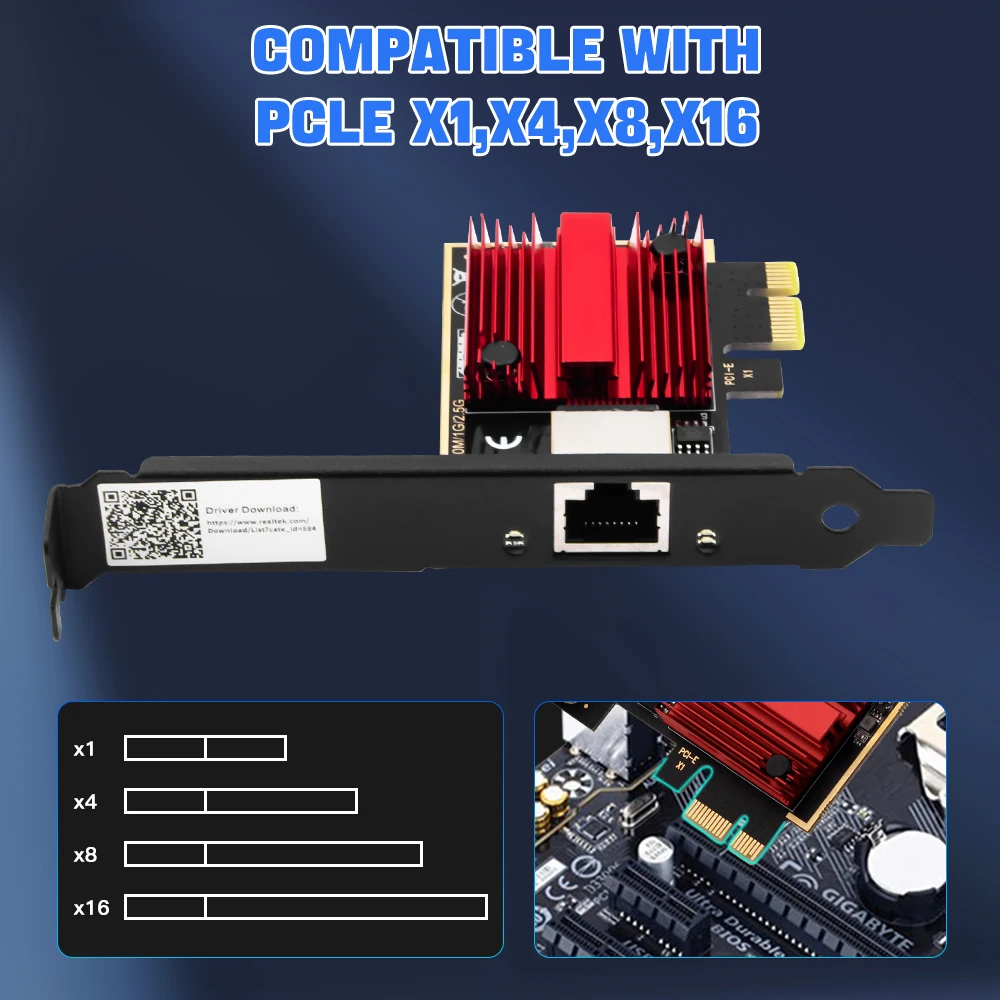2.5G PCI-E To RJ45 Network Card 2500M Ethernet Lan adapter RTL8125 PCI Express Fast WiFi adaptador For Desktop PC