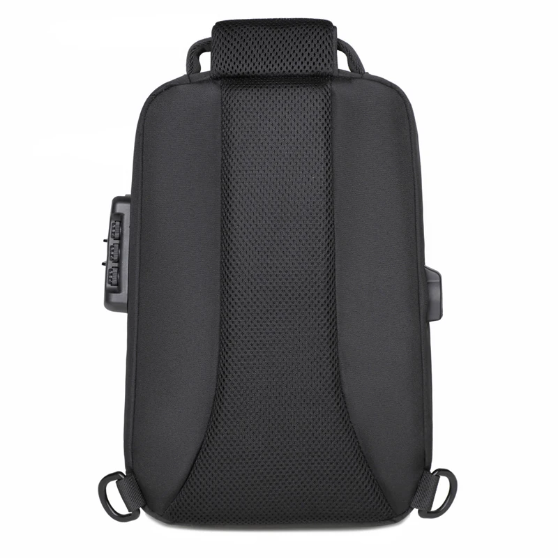 Pacotes de peito com bloqueio de combinação anti-roubo com porta de carregamento usb moda negócios masculino crossbody saco de armazenamento de viagem bolsa de ombro
