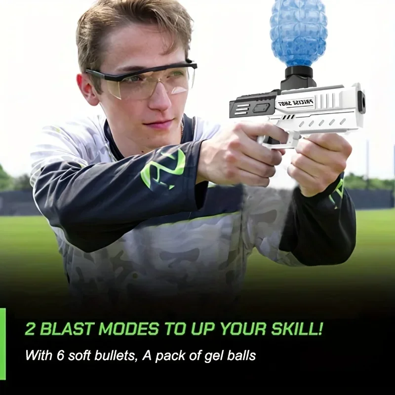 Manual Gel Ball Blaster, Soft Bullet Foam Blasters ปืนของเล่น, Splat Gun Cool Gift (สีดําและสีขาว)