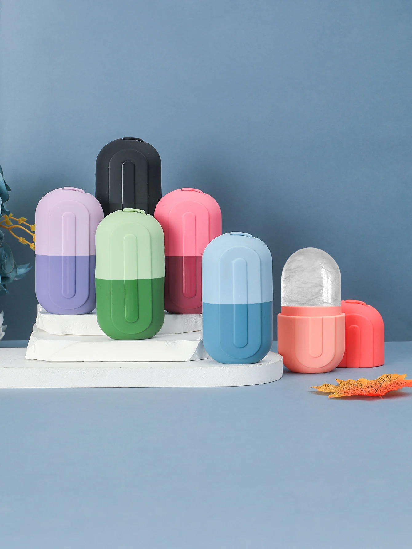 Rolo de gelo atualizado para rosto e olhos, massageador facial para cuidados com a pele, molde de gelo de silicone reutilizável para pele fresca e fresca