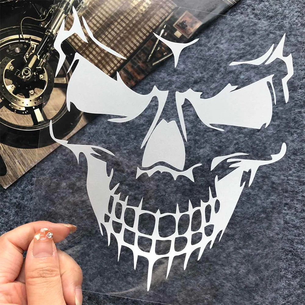 Cabeça de crânio motocicleta reflexiva/laser arco-íris adesivos decoração moto capacete motor scooter corpo pára-brisa acessórios decalques