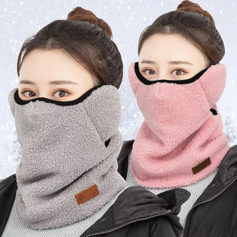 Winter Damen Fleece Warm Maskenschal Outdoor Sport Reiten Hals- und Gehörschutz Kalt Weich Atmungsaktiv Maskenschal