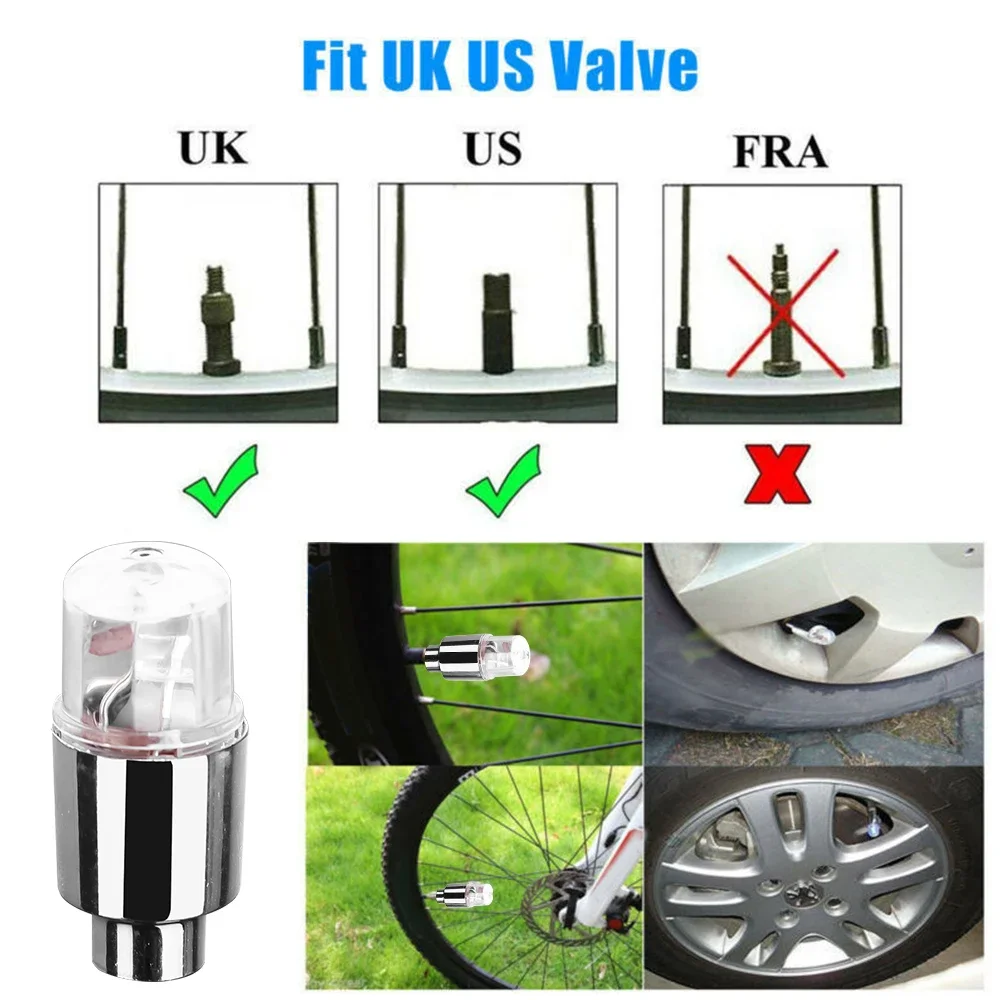Car Hub Ambient Light Bicycle LED Tire Lights Universal Car Neon Lamp Valve Cover Lights Tire Colorful Flashing Bulb Decor
