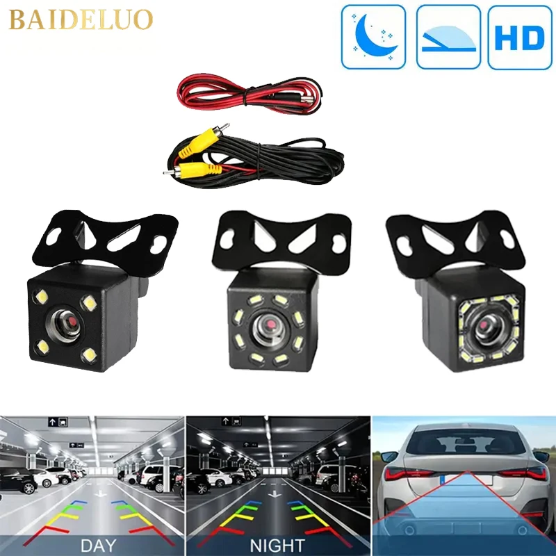 Groothoek HD Auto Achteruitrijcamera Achteruitrijcamera Video Voertuigcamera Backup Achteruitrijcamera 12-LED Nachtzicht Parkeercamera