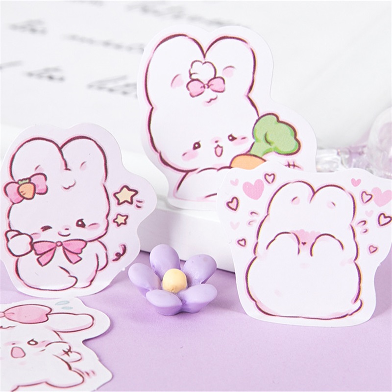 45 stks/doos Kawaii Kleine Witte Konijn Cartoon Stickers Creatieve Decoratie DIY Plakboek Esthetiek Briefpapier Stickers
