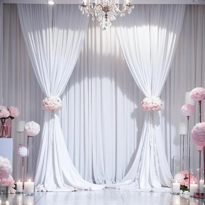 20×12ft White Wrinkle Free Backdrop Curtain for Wedding, Soft Silky Washable Drape Backdrop