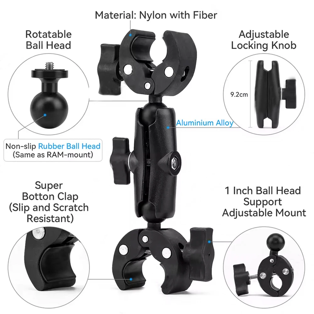 Motorcycle Mount for Insta360 X4 X3 Handlebar Clamp Bracket Motorcycle Bicycle Bundle Kit Accessories for GoPro Hero 13 12 11 10