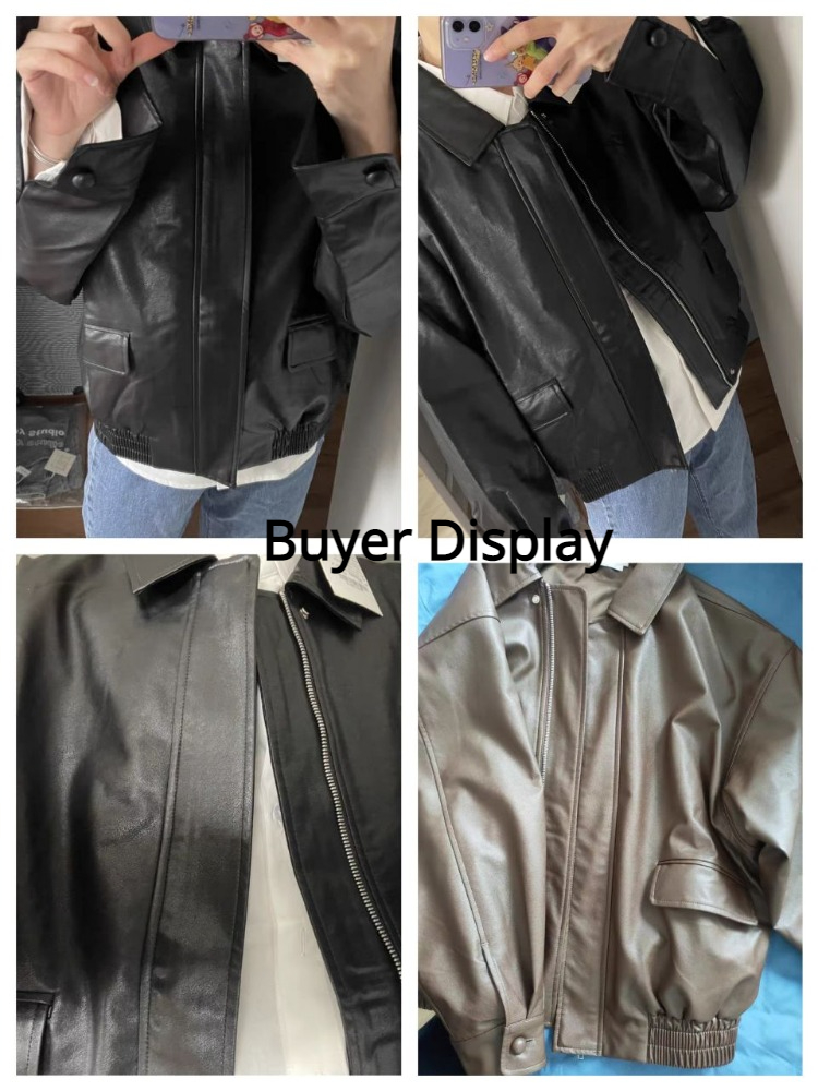 Damska kurtka Vintage Pu Fashion Streetwear Oversize płaszcz w stylu amerykańskim Casual Lady Casual luźna kurtka ze sztucznej skóry odzież