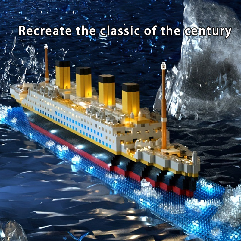 การจําลอง Titanic ความยากสูง Building Block Micro อนุภาคของเล่นปริศนาประกอบ Cruise เรือเด็กของขวัญ