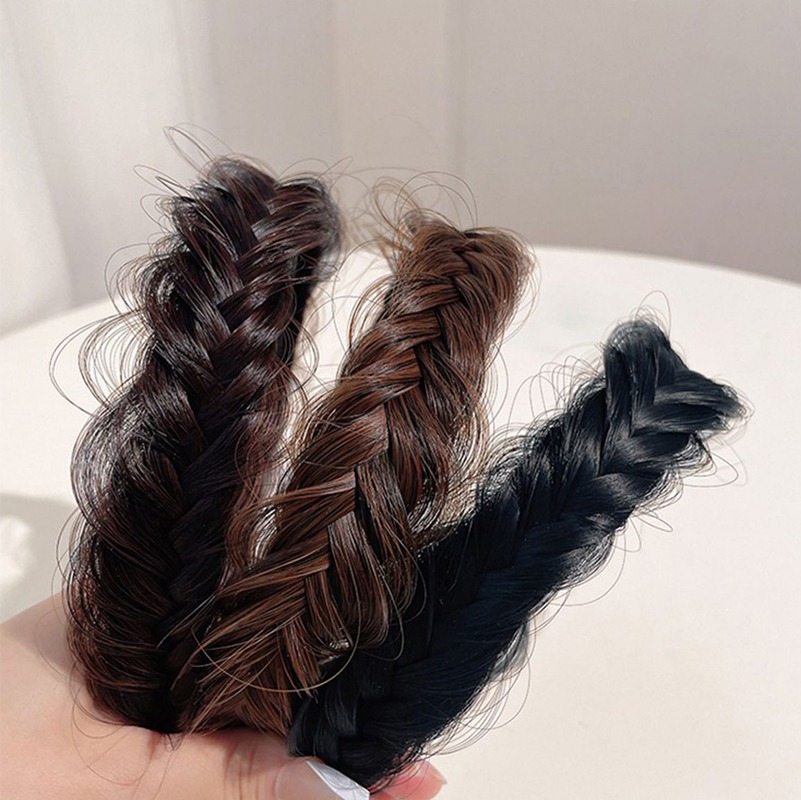 ผู้หญิงวิกผมสังเคราะห์ Twist ถักผมแฟชั่น Braids อุปกรณ์เสริมผมผู้หญิงโบฮีเมียนธรรมชาติแถบคาดศีรษะยืดสําหรับงานปาร์ตี้